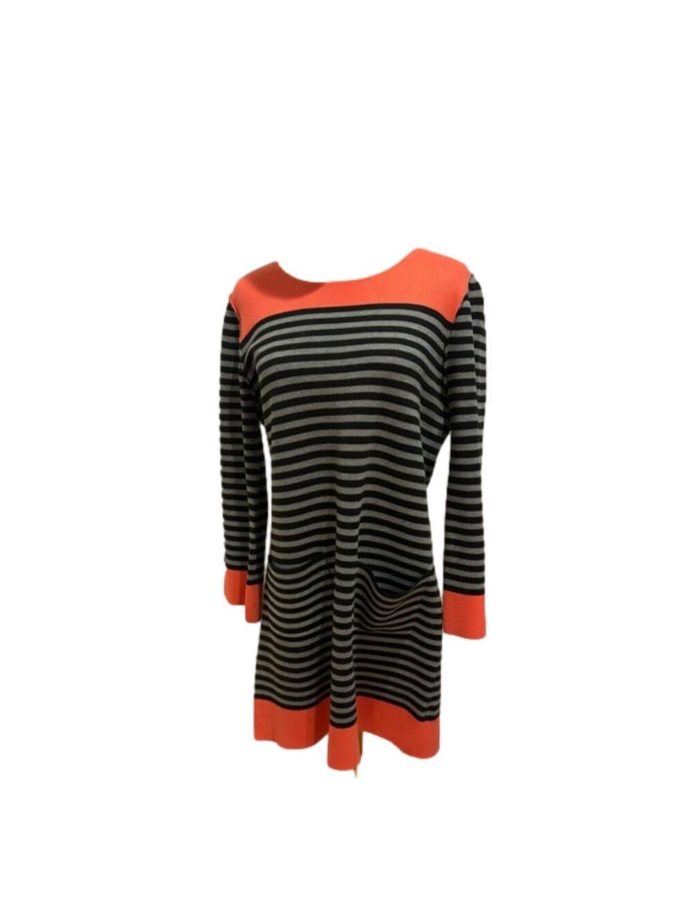 Y2K ELIZA J STRIPED & COLOR BLOCK SWEATER DRESS W BELL SLEEVES & 2 POCKETS SZ 12